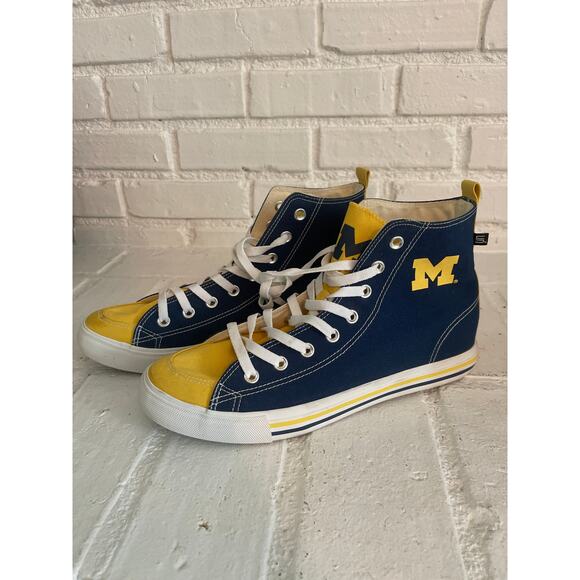 University of Michigan SKICKS High Top Maze and Blue Sneaker Men's Size 11 - Picture 1 of 5
